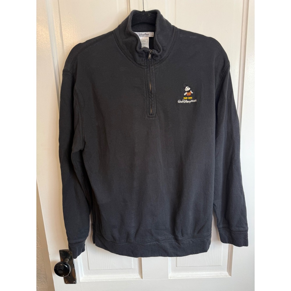 Disney Parks Walt Disney World Mickey Mouse Quarter Zip Pullover Black Small